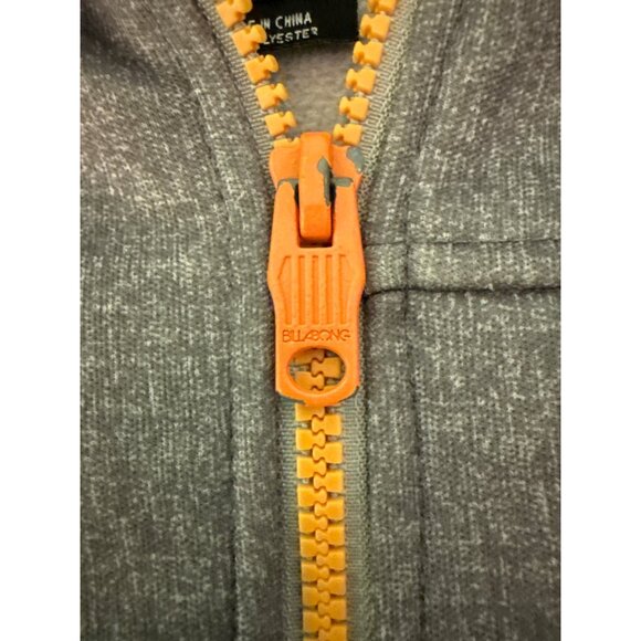 Billabong Mens Gray Hooded Full-Zip Jacket With Orange Accents Lightweight Polye - Picture 6 of 10